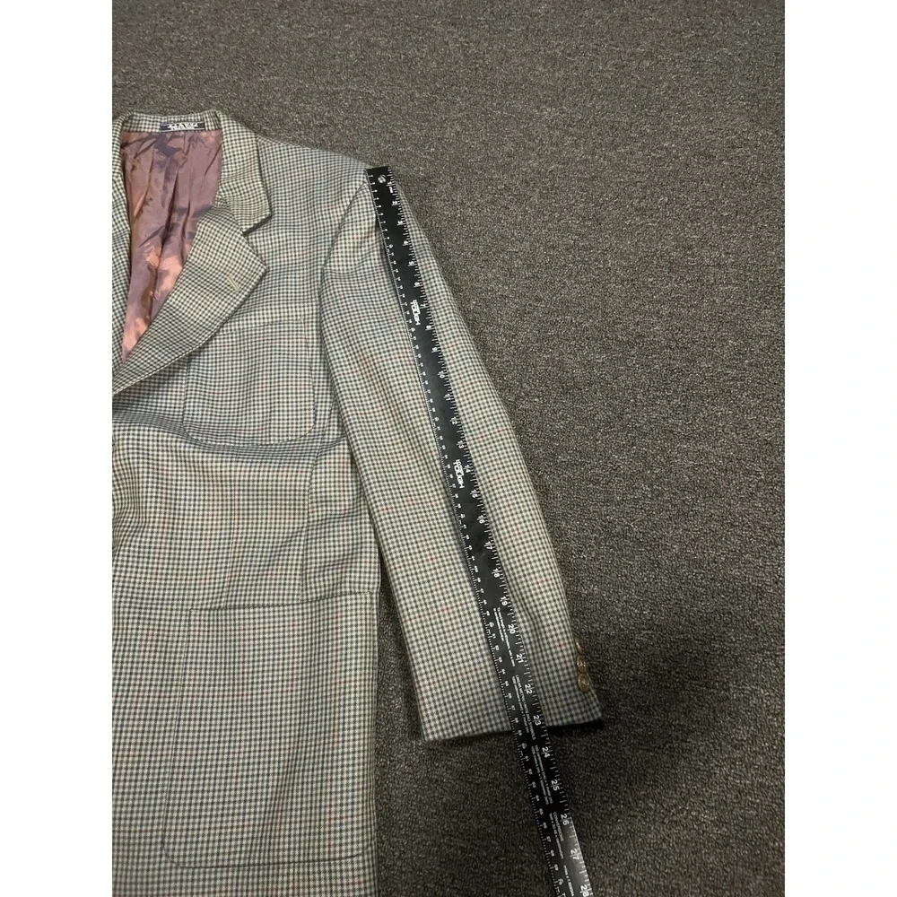 Corneliani Blazer Jacket Men's 43R Beige Green Gingham Check Wool Old Money